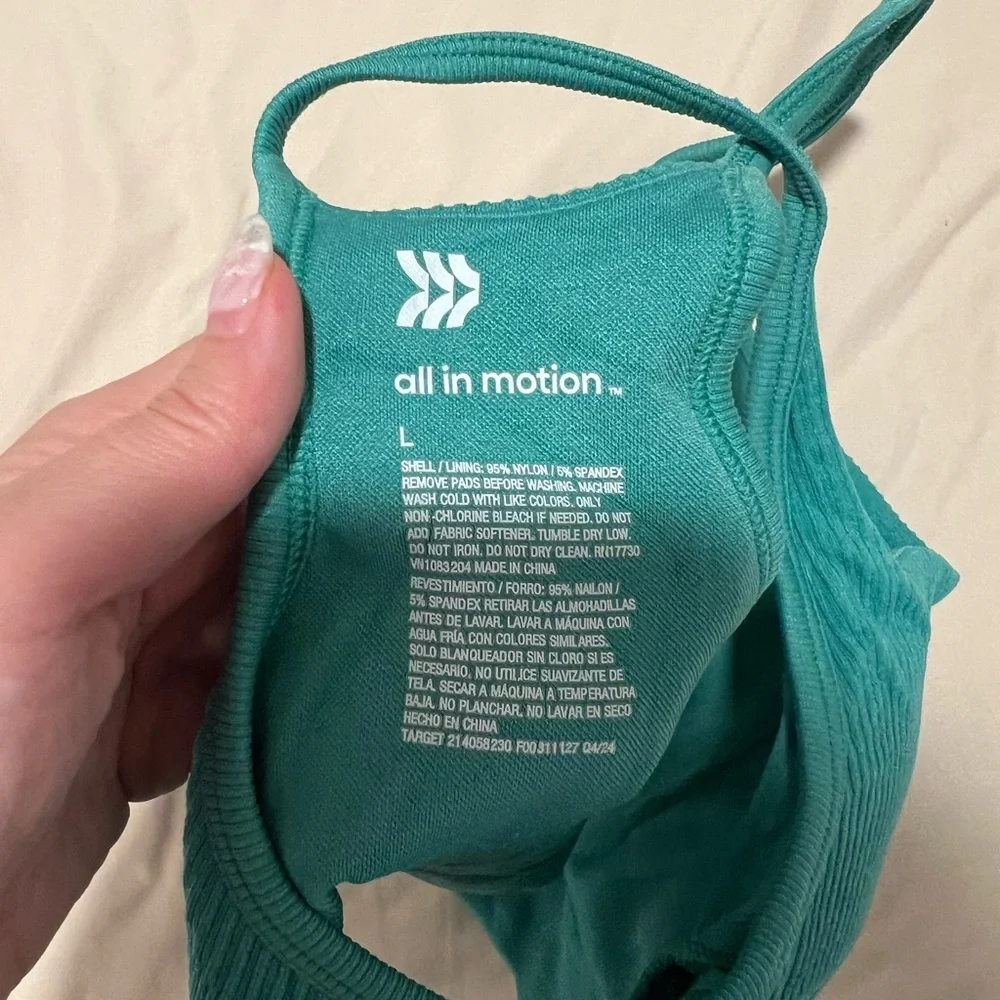 Women's Teal Ribbed Sports Bra - Picture 3 of 3